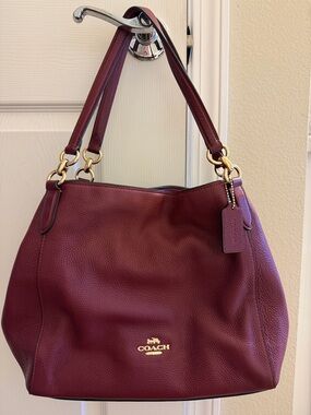 Coach Pebbled Leather Shoulder Bag in Wine